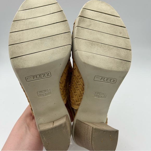The Flexx Weave Be Me Block Heel Sandals Light Tan Leather Size 7 - Picture 5 of 6